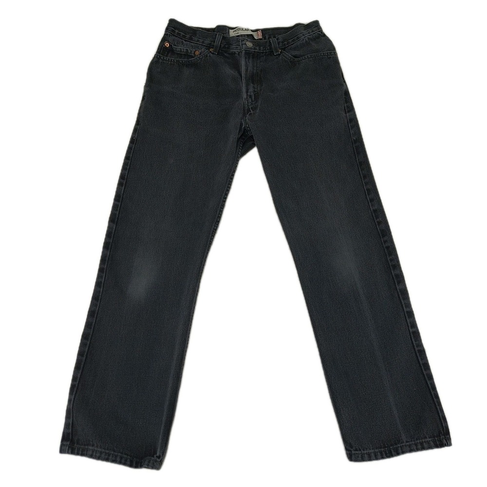 Levis 505 Regular Fit Mens Black Denim Jeans Straight Leg 32x30 100% Cotton